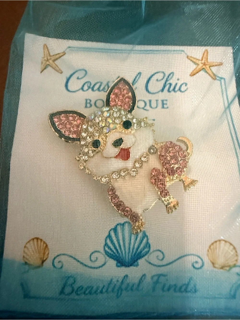 Pink Crystal Corgi Dog Brooch - Accessories